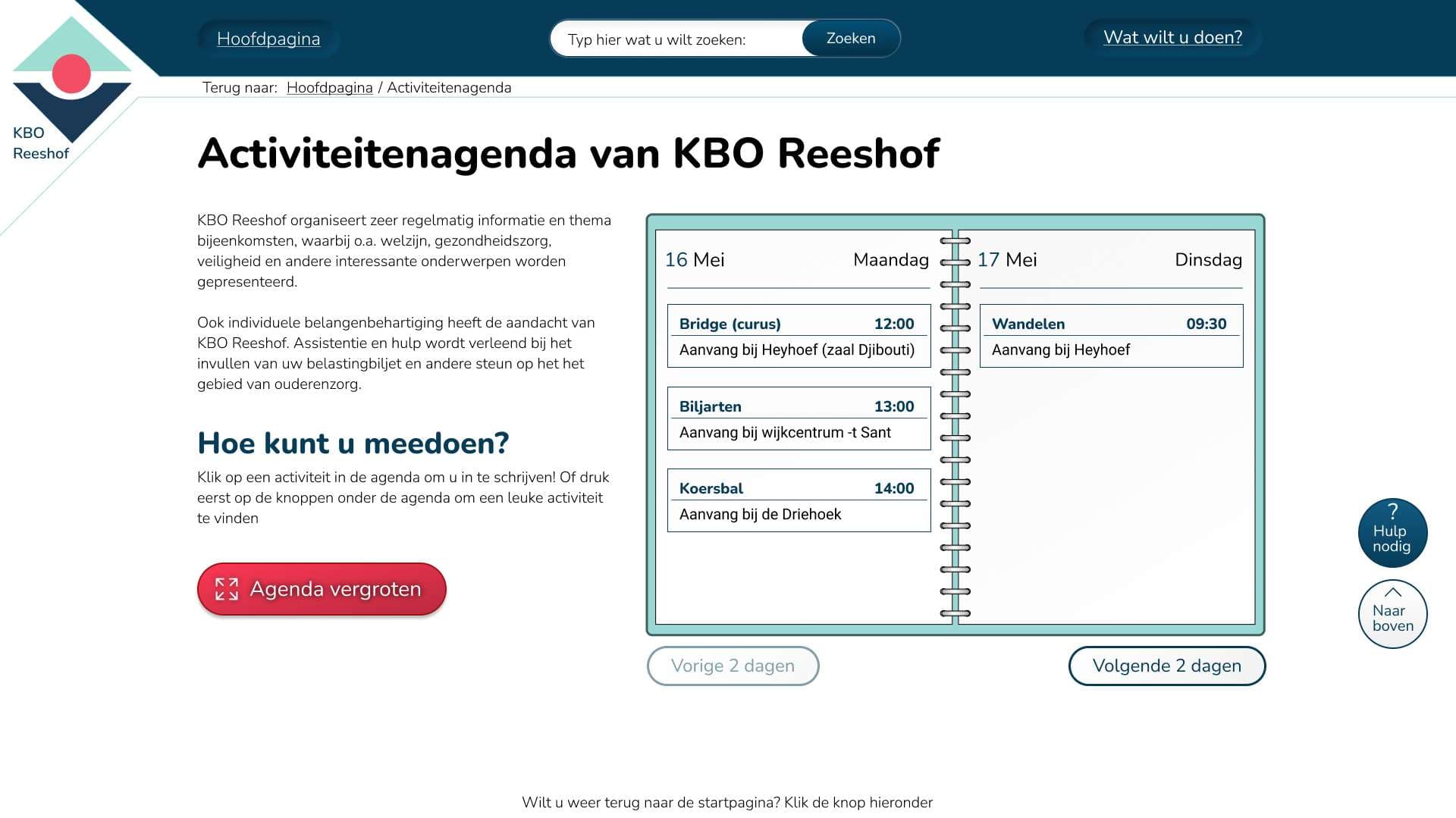 KBO Tilburg Reeshof hoofdpagina afbeelding