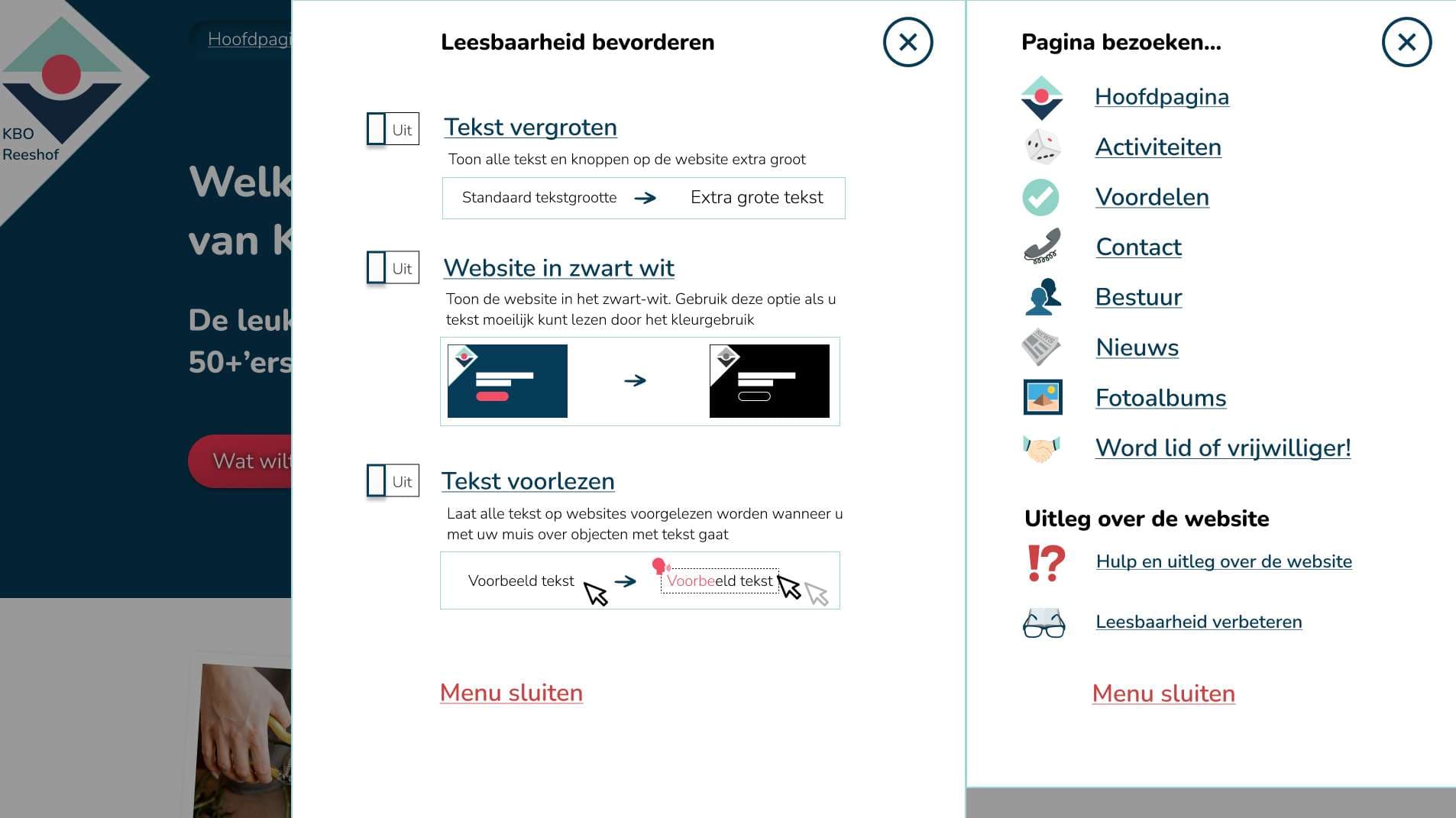 KBO Tilburg Reeshof menu afbeelding