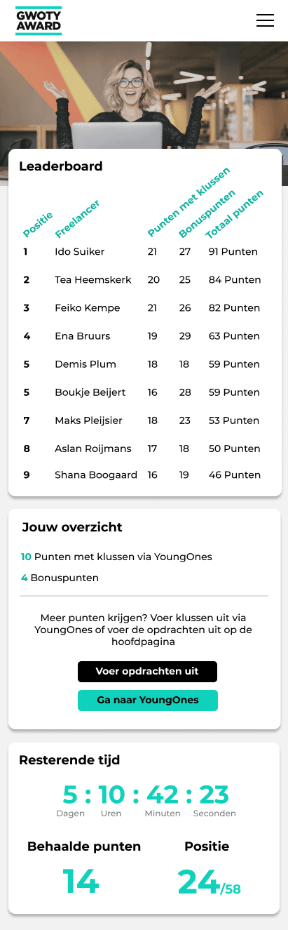 KBO Reeshof Menu uitgeklapt