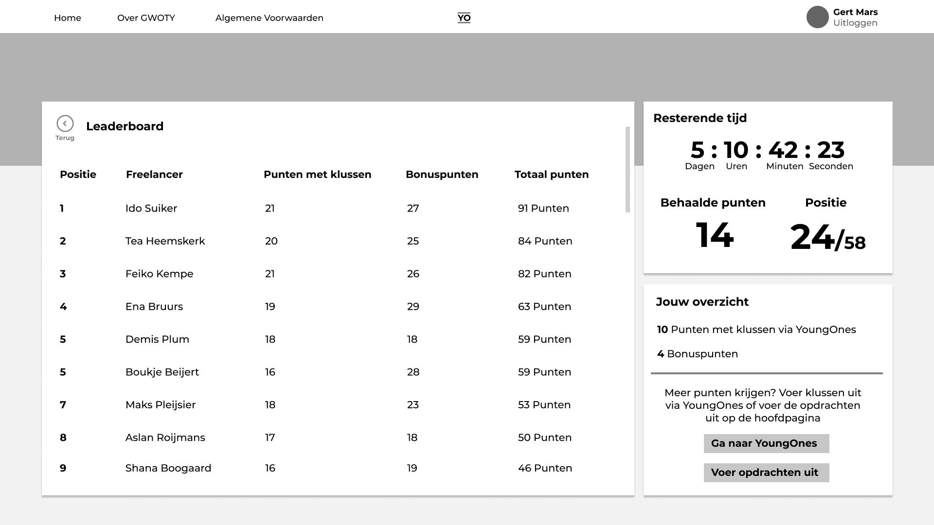 KBO Reeshof Menu uitgeklapt