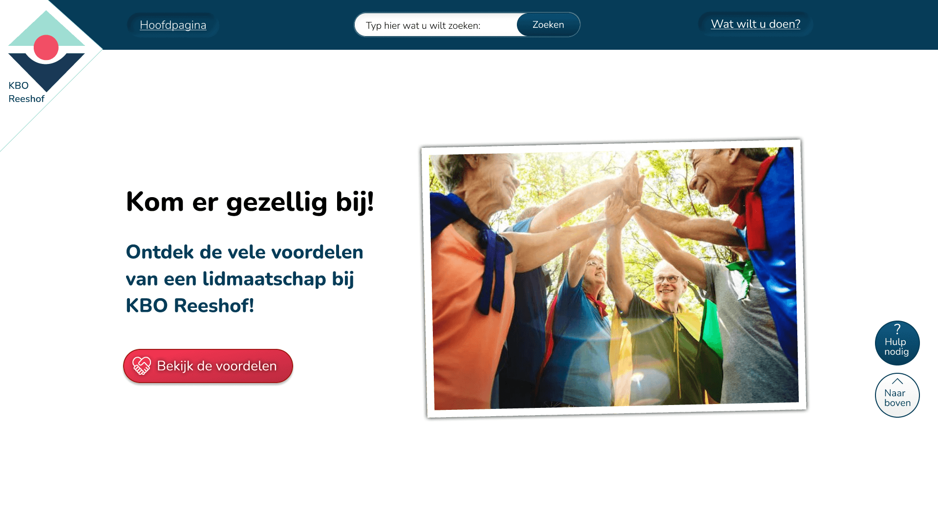KBO Reeshof Menu uitgeklapt