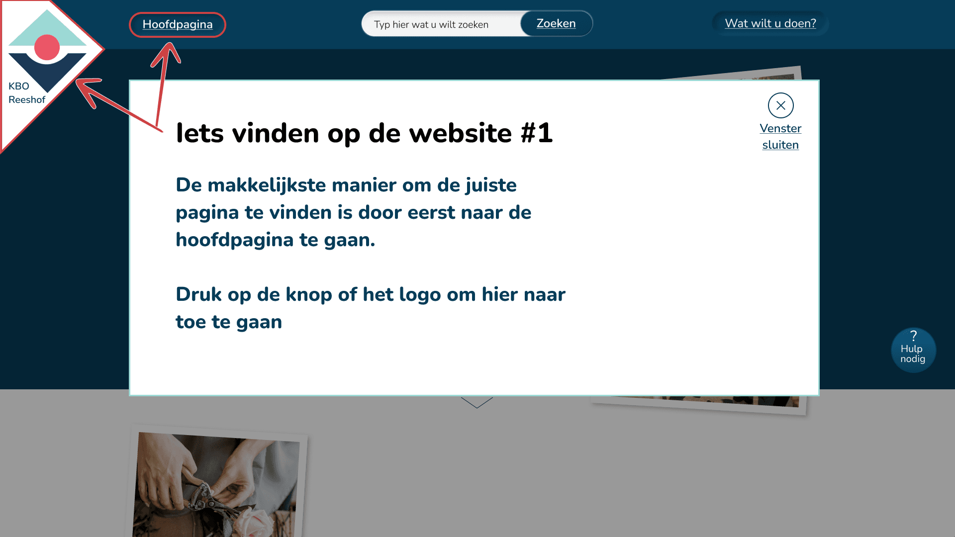 KBO Reeshof Menu uitgeklapt