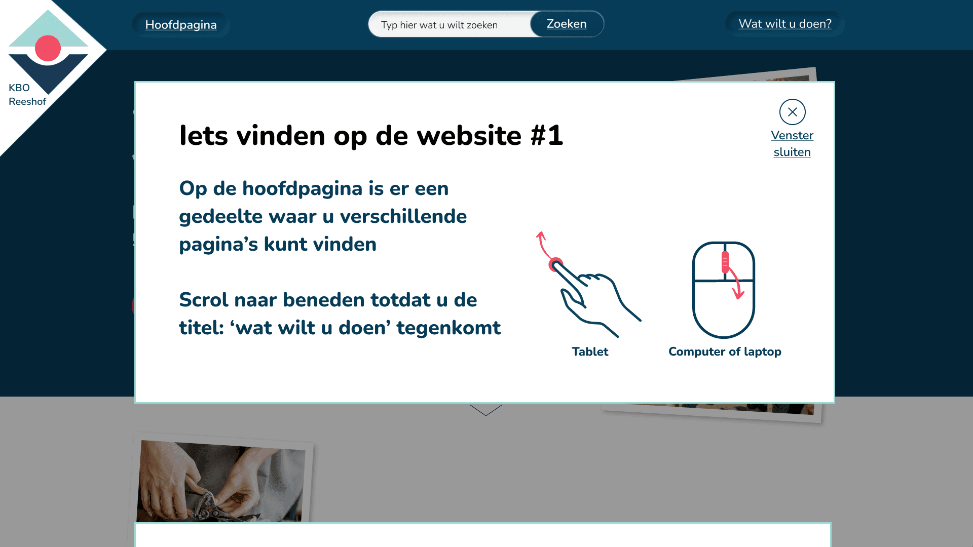 KBO Reeshof Menu uitgeklapt